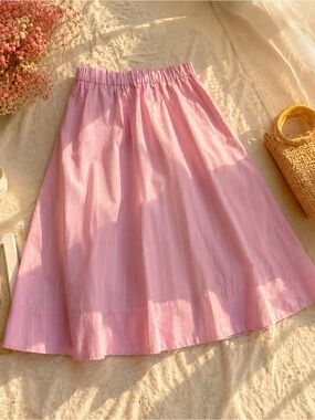 Women’s Pink Maxi Skirt with Elastic Waist